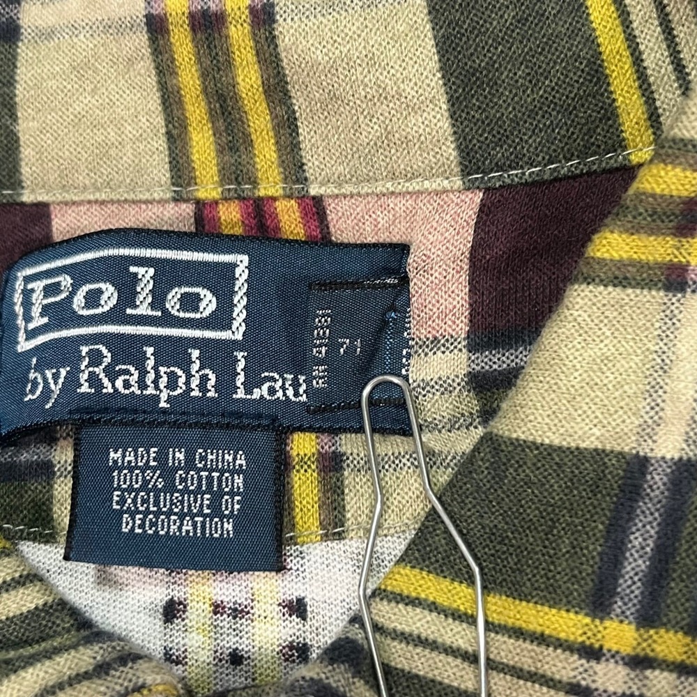 Vtg Polo Ralph Lauren Plaid Single Stitch Shirt Short Sleeve Cotton Size Medium - Picture 10 of 13